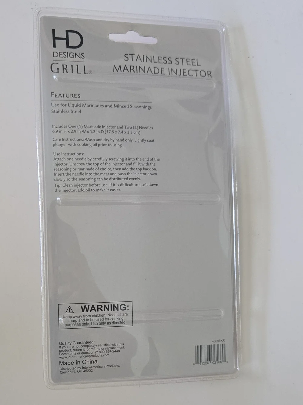 HD Designs Grill Stainless Steel Marinade Injector - Silver